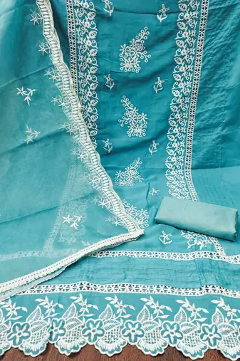Rama Organza Embroidered Unstitched Dress Material