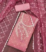 Pink Shimmer Banarasi Unstitched Dress Material