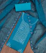 Blue Roman silk blend Embroidered Unstitched Dress Material