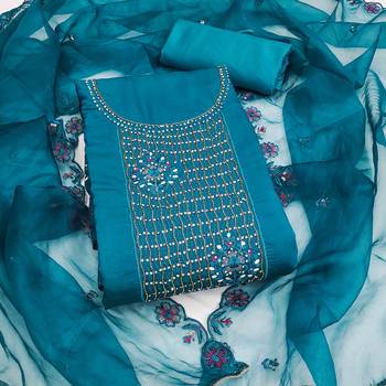 Blue Roman silk blend Embroidered Unstitched Dress Material 2