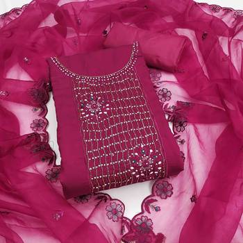 Magenta Roman silk blend Embroidered Unstitched Dress Material 2