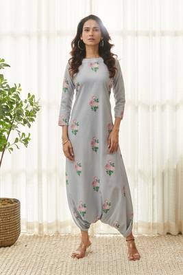 Soft blue polka dot dhoti jumpsuit 1