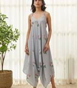 Soft blue polka dot palazzo jumpsuit