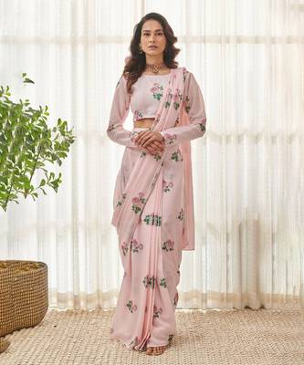 Sweet pink ready saree set 1