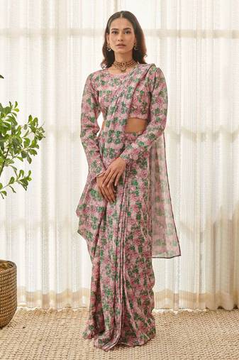 Kobi pink ready saree set
