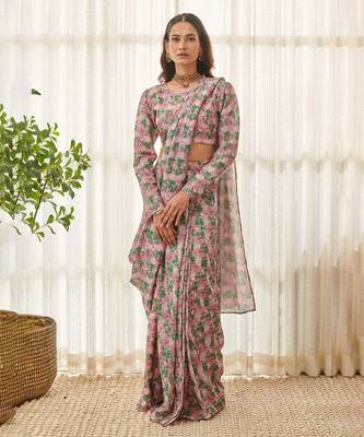 Kobi pink ready saree set 1