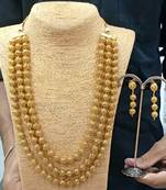 Exquisite gold-plated beaded rani haar necklace set with matching earrings