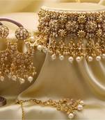Luxurious kundan choker necklace set with pearl drops - bridal indian jewelry collection