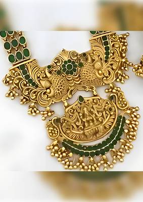 Exquisite Antique Gold Temple Haram Necklace :: and Jhumka Set | South Indian Bridal Collection 2