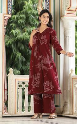 Maroon cotton hand work kurti with palazzo 3