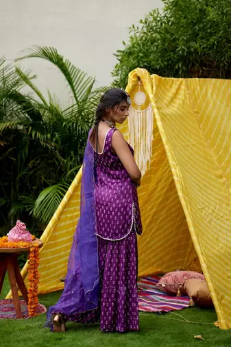 Purple bhandhani sharara set