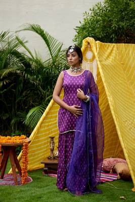 Purple bhandhani sharara set 3