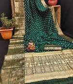 Bandhej kanjivaram silk blend Saree Bandhej With Kanjivaram Border With Zari Weaving Rich Pallu Saree