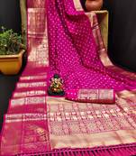 Bandhej kanjivaram silk blend Saree Bandhej With Kanjivaram Border With Zari Weaving Rich Pallu Saree