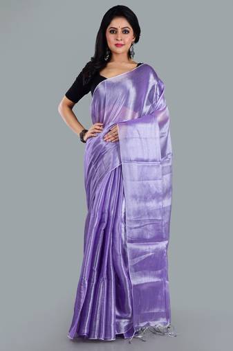 Aakar lavender handloom tissue saree with unstitched blouse piece