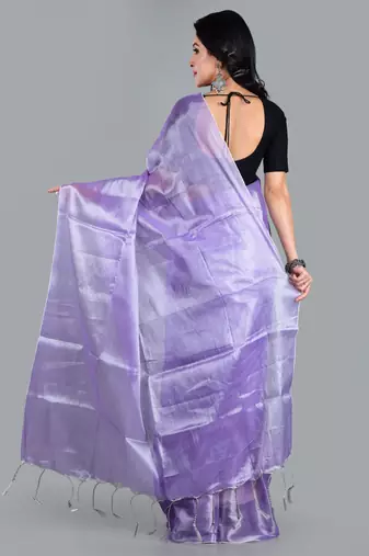 Aakar lavender handloom tissue saree with unstitched blouse piece