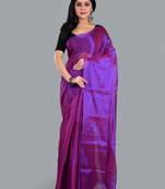 Aakar purple & blue handloom tissue saree with unstitched blouse piece
