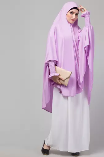 Nazneen stretchable Polyester smoking at  sleeve  Jilbab cum prayer khimar Hijab