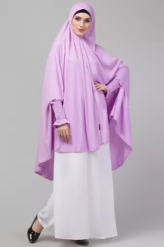 Nazneen stretchable Polyester smoking at  sleeve  Jilbab cum prayer khimar Hijab