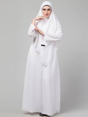 Nazneen Matt Nida Abaya and Georgette Triangle Hijab set with Naqab 1