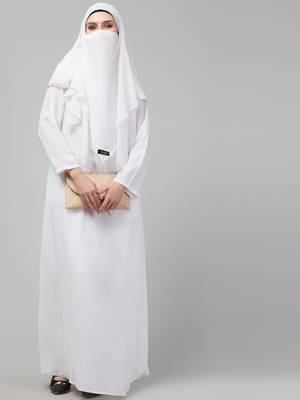 Nazneen Matt Nida Abaya and Georgette Triangle Hijab set with Naqab 4