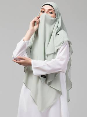Nazneen Triangle tow layers tie at back Ready to wear Hijab cum Naqab 4