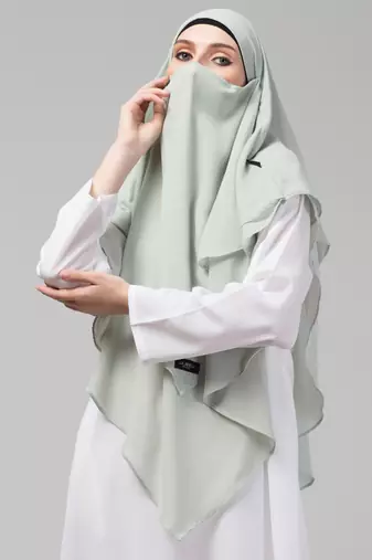 Nazneen Triangle tow layers tie at back Ready to wear Hijab cum Naqab