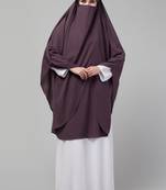 Nazneen Matt Nida Ready to Wear tie at back with Naqab Dusty Purple instant Khimer Prayer hijab