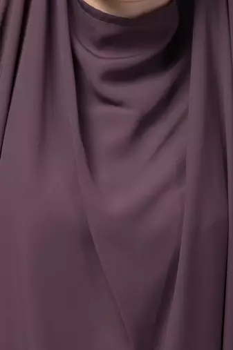 Nazneen Matt Nida Ready to Wear tie at back with Naqab Dusty Purple instant Khimer Prayer hijab