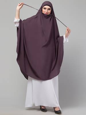 Nazneen Matt Nida Ready to Wear tie at back with Naqab Dusty Purple instant Khimer Prayer hijab 5