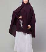 Nazneen Matt nida Front Side Embroidery stretchable smoking at wrist knee length Jilbab cum prayer khimar Hijab