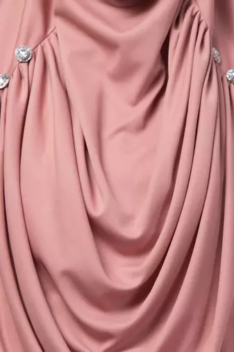 Nazneen Mauve pink front gather & pleated with Cristal stone ready to wear prayer Hijab