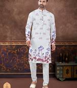 Degital printed with full amrodery chicken kari thread work kurta pajama set