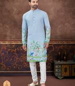 digital printed and embroidered kurta pajama set