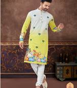 Degital printed with full amrodery chicken kari thread work kurta pajama set