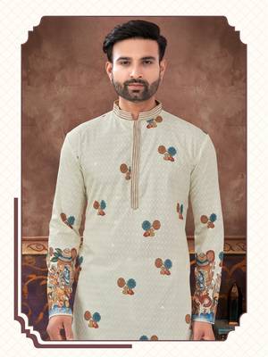 Degital printed with full amrodery chicken kari thread work kurta pajama set 2