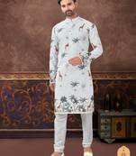 Degital printed with full amrodery chicken kari thread work kurta pajama set