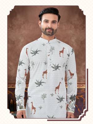 Degital printed with full amrodery chicken kari thread work kurta pajama set 2