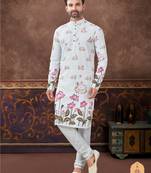 Degital printed with full amrodery thred work kurta pajama set