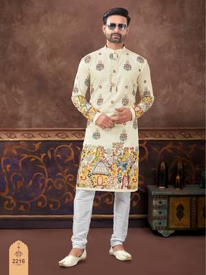 digital printed and embroidered kurta pyjama set 1