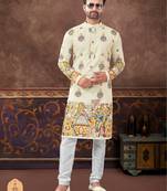 digital printed and embroidered kurta pyjama set