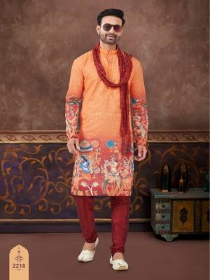 Degital printed with full amrodery chicken kari thread work kurta pajama set 1