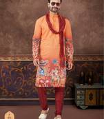 Degital printed with full amrodery chicken kari thread work kurta pajama set
