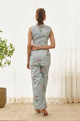 Soft blue polka dot pantsuit 2