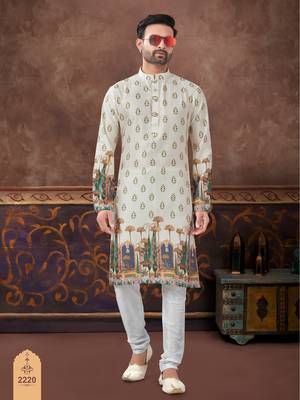 Degital printed with fancy batan kurta pajama set 1