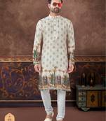 Degital printed with fancy batan kurta pajama set