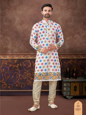 Degital printed with fancy batan kurta pajama set 1