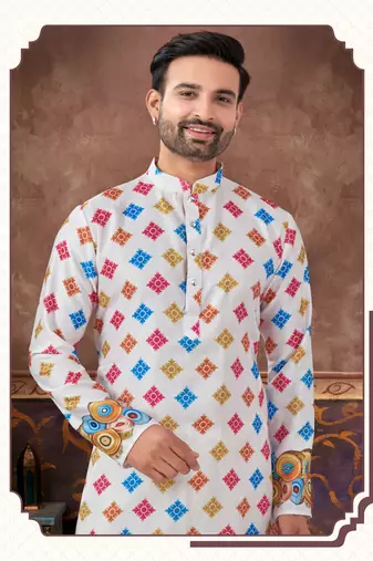 Degital printed with fancy batan kurta pajama set
