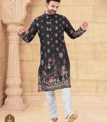 Degital printed with fancy batan kurta pajama set