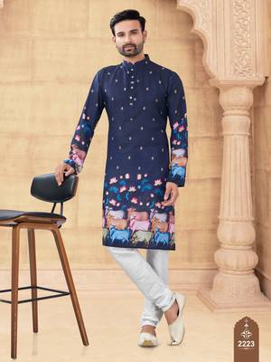 Degital printed with fancy batan kurta pajama set 1